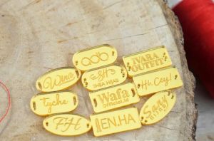 Label Hijab Brand Custom Akrilik Gold / silver / rosegold / Biru