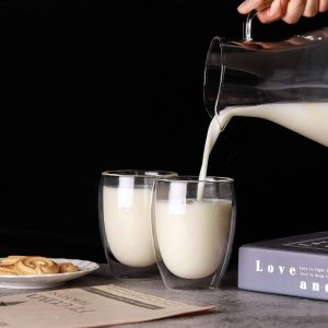 350ml Double Wall Tumbler Glass for Cappuccino Cocoa Milk Cafe Juice Clear Glass Tea Cup Set Glassware 12oz