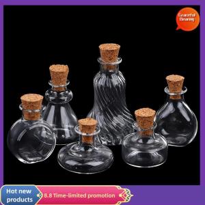 Graceful 1:12 Dollhouse Miniature Vase Glass Bottle Wishing Bottle Storage Bottle with Cork Vase Candy Jar Model Doll House Decor