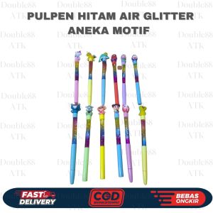 Pulpen Hitam Air glitter aneka Motif keren