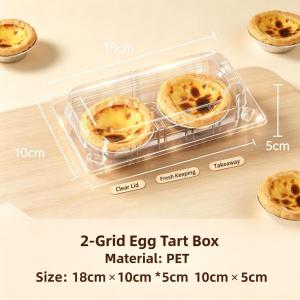 10Pcs PET Plastic Egg Tart Clamshell Container 2/4/6 Cells Disposable Box for Pudding Dessert Baking