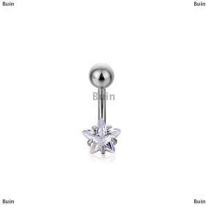 [COD] Buin Zircon Body Jewelry Belly Button Rings Stainless Steel Star Round Square Clear Zircon Classic Navel Belly Button Rings Piercings Jewelry