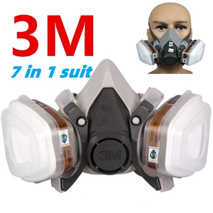 3M 6200 Respiratory Mask 7 In 1 Set Industrial Spray Paint Gas Mask ...