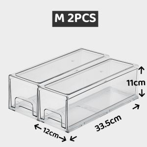 <buy 3="" get="" 1="" free=""> Premium Acrylic Top Food Grade Transparent Fridge storage drawer Refrigerator Organizer Container</buy>