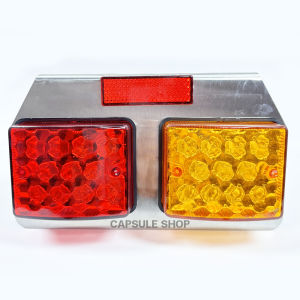 ไฟราวข้าง ไฟท้าย รถบรรทุก 24V (ไฟเบรค หรี่ เลี้ยว) แป้นสแตนเลส ไฟเหลี่ยม / 1ชิ้น