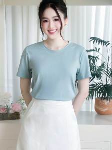 Áo thun trơn nữ cổ tròn TOLI 16 màu Form vừa dáng suông vải cotton 4 chiều mềm mịn - BSB07