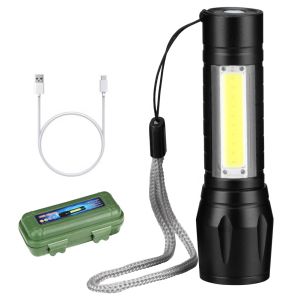 Senter LED Terang Mini Berkemah Mendaki Gunung Darurat Dapat Diperbesar Tahan Air/Senter SWAT Polisi Kecil Impor Original Murah Charge Ulang/TaffLED Albinaly Senter LED USB Rechargeable Q5+COB 2300 Lumens