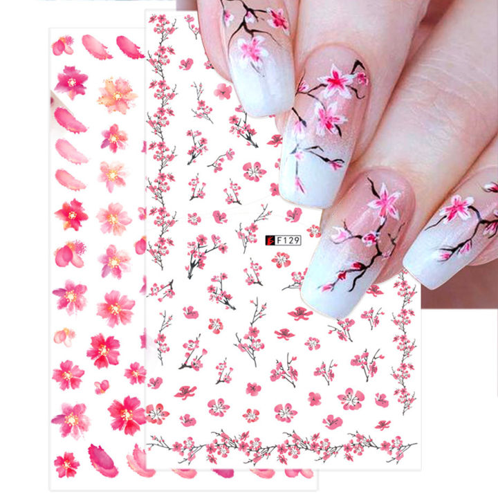 Sukeme Nail Art Decal Ins Japanese Peach Blossom Plum Red Dried Flower