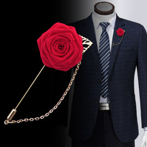 1Pc New Solid Color High End Woolen Fabric Rose Brooch Mens Multi Color Versatile Wedding Groom Host Suit Brooches Accessories