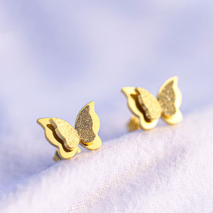 OYJR ต่างหูผีเสื้อสแตนเลสทอง 18k เครื่องประดับแฟชั่นเกาหลี