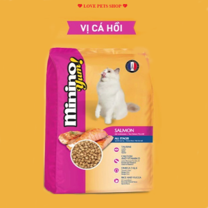 Thức ăn hạt cho Mèo Minino Yum bịch 350gram vị hải sản và vị cá hồi (mẫu mới) - Love Pets Shop