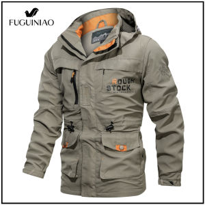 FUGUINIAO Winter Jacket Men Coats Military Jacket Male Loose Pure Cotton Outdoor Breathable Windbreaker Hooded Bomber Jacket Plus Size 5XL