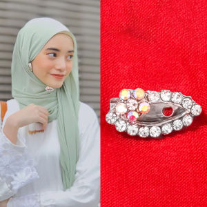 Bros Dagu Korea / Hijab / Pashmina / Jilbab / Krudung / Bros Peniti / Model lonjong Bunga ( CM 308 )
