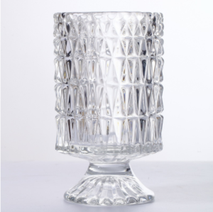French transparent relief glass vase European stilt flower ware home flower arrangement candle holder decorative ornaments