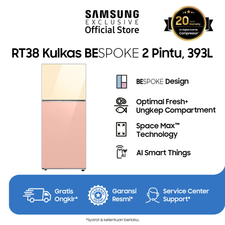 Samsung Kulkas 2 Pintu 393L | BeSpoke Design | AI Smart Things | SpaceMax™ | RT38CB66408JSE
