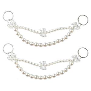 2Pieces Of Pearls Beads Bag Chain Short Handle Replacement Handbag Chain Strap Handbag Chains Backpacks Bag Accessories