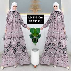 Gamis Motif Etnik Bahan Crinkel Airflow Busui Adem