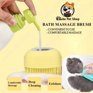 Pet Grooming Shampoo Dispenser Dog Bath Massage Brush Comb Bathroom Shower Brush for Dogs Cats