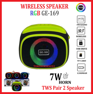 Speaker Bluetooth RGB GE-169 Wireless Speaker V5.3 Portable With Stand TWS Pair 2 Speaker Bass 7W Support TF Card