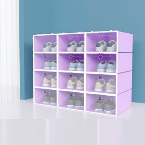 กล่องใส่รองเท้าไซส์ใหญ่พิเศษ 3 ชิ้น กล่องเก็บรองเท้าบาสเก็ตบอลใส เคสรองเท้าพลาสติกสำหรับผู้ชายและผู้หญิง ชั้นวางรองเท้า กล่องจัดระ