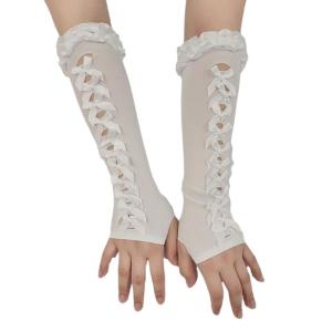 Delicate Lace And Bowknot Design Sun Protection Gloves Hollowed Arm Covers Women Summer Armwear Accessory