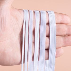 MADEWITH 10Yards 3/5/7/9mm Width Flat Elastic Band High Stretch 10 Yards Length Stretch Rubber Band High Stretch Black White Color Elastic Craft Band For Waist Pants