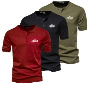 PAKET HEMAT ISI 3 PCS KAOS KANCING LENGAN PENDEK PRIA SABLON