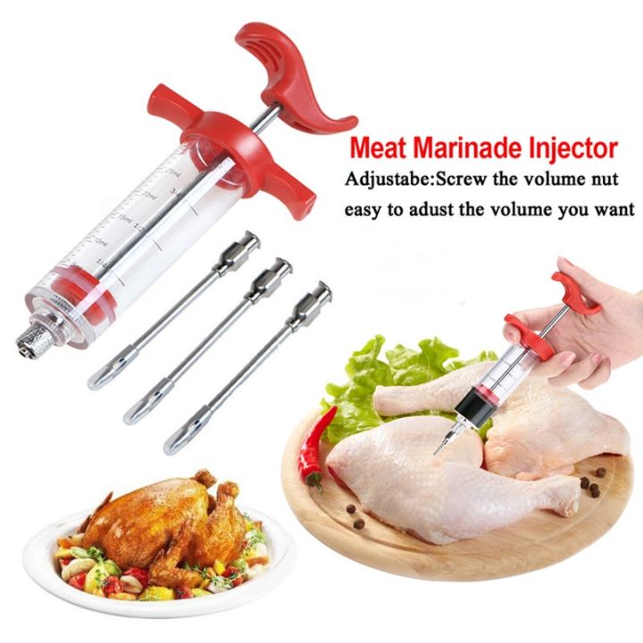 Food Syringe Stainless Steel Needles Spice Syringe Marinade Cooking Syringe Injector BBQ Tool