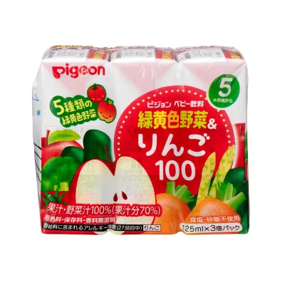 Pigeon Mixed Fruit & Green & Yellow Vegetable Juice for Toddlers 3-Pack 100ml