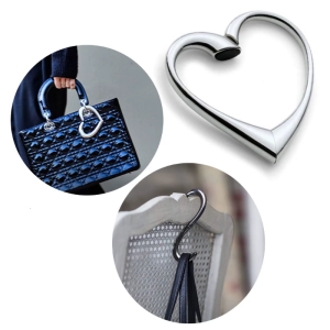 Heart Shaped Bag Clip Handbag Holder Zinc Alloy Metal Bag Buckle Foldable and Portable Handbag Hook with Rotating Design