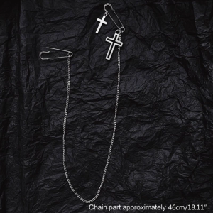 Shirt Collar Pin Chain Brooch Mens Brooch Crucifix Hanging Chain Brooch Suit Stud Lapel Pin for Women Teen Men Coat Br