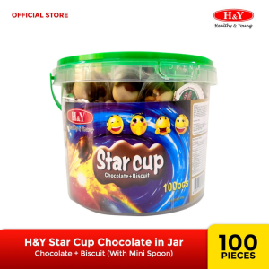 H&Y Healthy & Young Star Cup Multipack Chocolate-Biscuit Treats with Mini Spoon 100pcs 500g