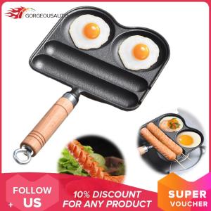 4-Cup Iron Egg Frying Pan with Handle Sausage and Omelette Pan Fried Egg Pan Compatible with Gas Stove and Induction Cooktop