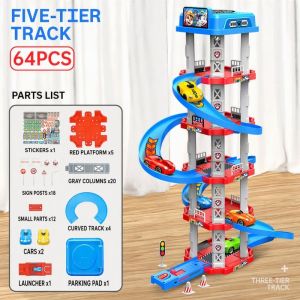 Oldlaiben Multi-Layer Track Car Toy Set DIY Assemble City Mountain Highway Adventure Track Race Car Toy