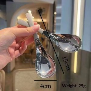 SEA JJT Stainless Steel Teardrop Spoon for Kids and Adults Modern Design with Smooth Handle Perfect for Soup Dessert and Daily Use