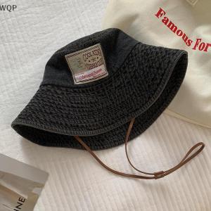[WQP Fashion Store] Hot Sale Jewerry Retro Washed Denim Fishing Cap Womens Large Brim Sunshade Hat Face UV Protection Baseball Cap Stylish Korean Version