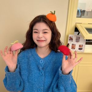 XINSU38 Funny Hair Accessories Cute Barrettes Children Hairpins Peach Girls Duckbill Clips Women Barrettes Simulation Food Hairpins Orange Fruits Hair Clips