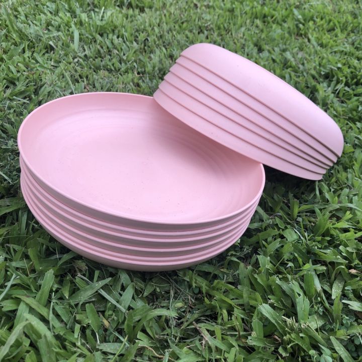 KIMIGO 25cm Round Dinner Plate Stackable, Wheat Fiber