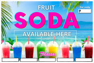 TARPAULIN fruit soda signage tarpaulin banner/a4 size laminate