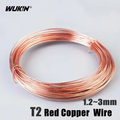 【Customizable】 1meter Diameter 1.2/1.5/1.8/2/2.3/2.5/3mm Red Copper Wire 99.90% T2 Copper Bare Wire Conductive Copper Line
