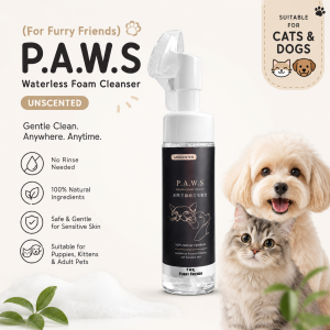 (For Furry Friends) P.A.W.S Waterless Foam Cleanser No Rinse Natural & Gentle 200ml