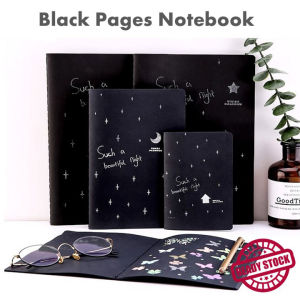 Blank Black Pages Notebook Black Paper Journal Sketchbook DIY Craft School Stationery Gift For Kids