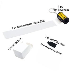 USEFUL TOOL ทำเอง พวงกุญแจพิมพ์การถ่ายเทความร้อน ย้อมสีแบบซับลิเมชัน สองด้าน ห่วงกุญแจฟิล์มกล้องเปล่า แฟชั่น บันทึกชีวิต ห่วงกุญแจฟิล์มถ่ายภาพ ของขวัญสำหรับพ่อ แม่ เพื่อน