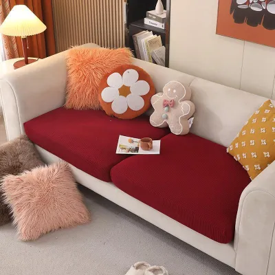 Bọc sofa bọc đệm ghế sofa vải bọc sofa chữ L nhung gân dày dặn co giãn 1 2 3 4 chỗ