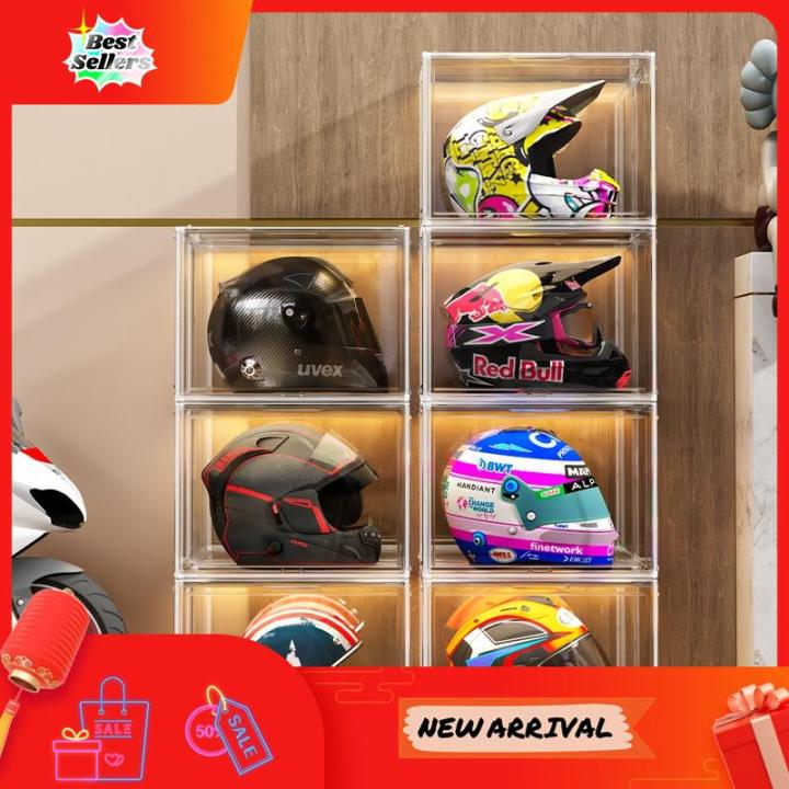 Box Layout Helmet ⭐LOW PRICE⭐ Helmet Shelf Display Full Transparent Cabinet helmet ...