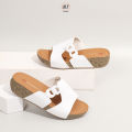 Dlafeet Sandal Wedges Wanita Cintya White. 
