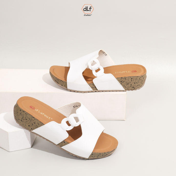 Dlafeet Sandal Wedges Wanita Cintya White