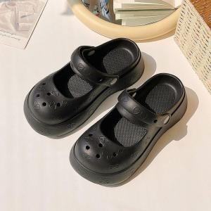 [Free Shipping] Womens thick-soled EVA cute girly sweet summer sandals closed-toe beach slippers for commuting