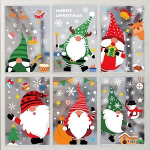 20*30cm Christmas Window Glass Electrostatic Sticker Santa Claus Decoration Sticker 2022 New Year Decoration