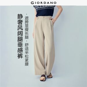 Giordano Beau Monde Women Casual Pants Elastic Waist Woven Non-Stretch Free Shipping 13416305